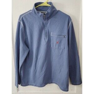 Nautica  1/4 Zip Pullover Pocket Long Sleeve Men Outdoors Blue Sweater Size M